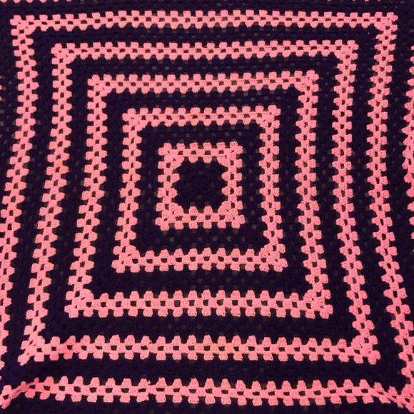 Hand Made Pink and Purple Crochet Tablecloth or Blanket - Picture 2 of 6